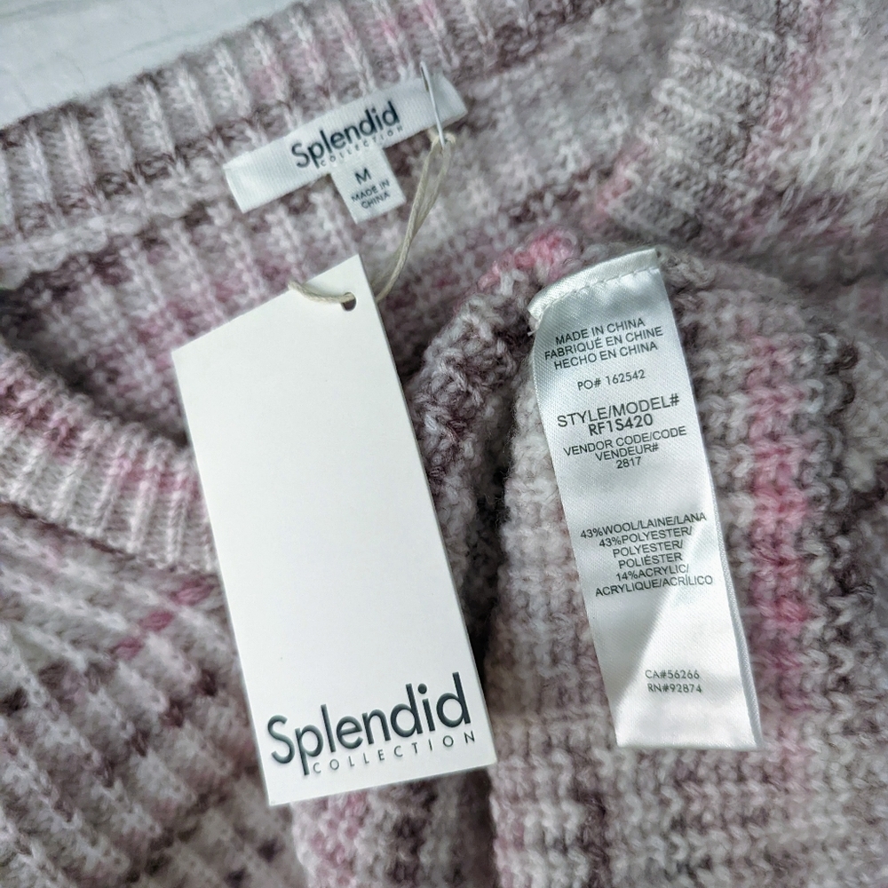 Splendid Sweater Wool Blend Chunky Knit Space Dye Oversized Black Cherry M NWT - Picture 9 of 10
